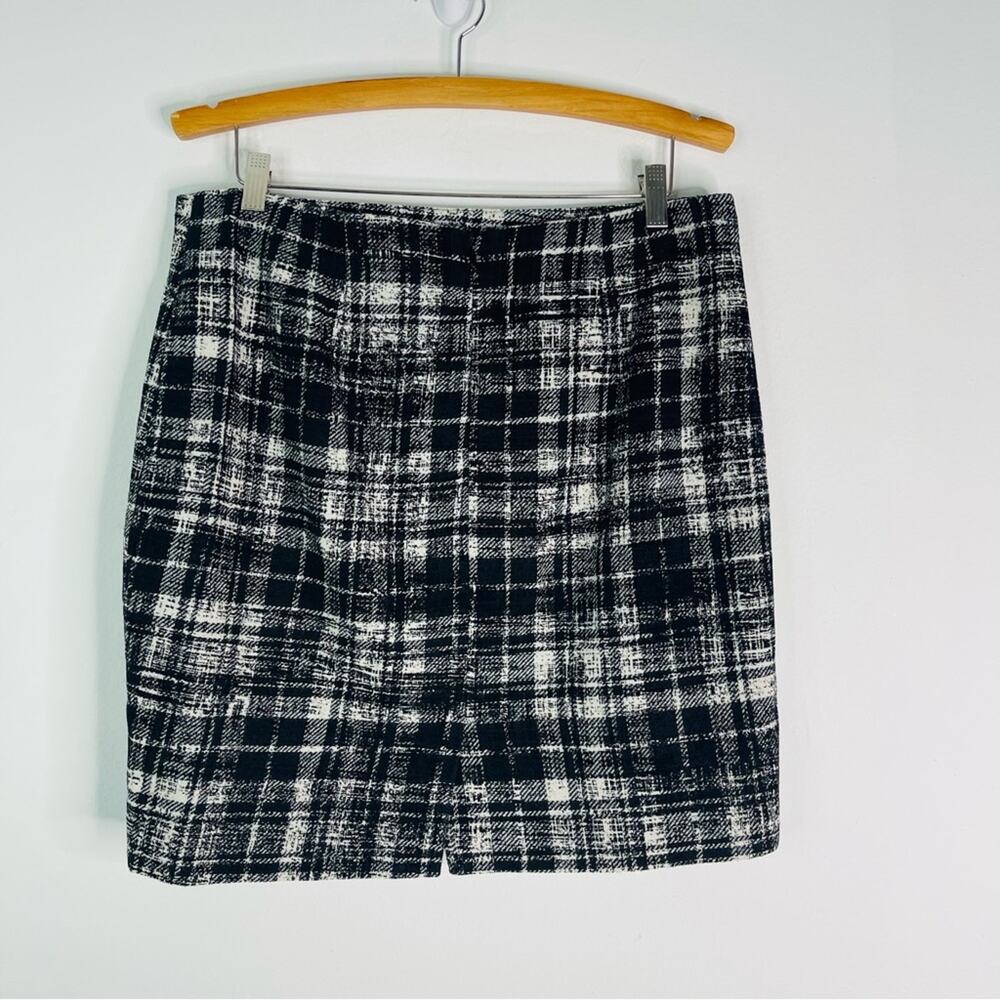 Ann Taylor black white plaid wool preppy office skirt 12 - Picture 3 of 6